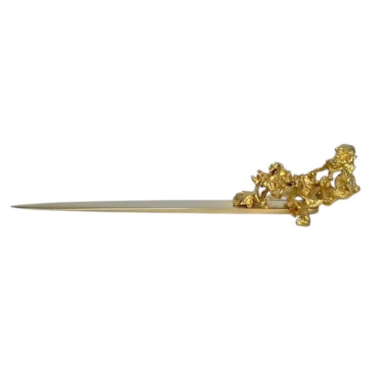 Claude Victor Boeltz Gilt Bronze Letter Opener, circa 1970, France.