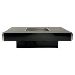 Willy Rizzo Black Alveo Coffee Table, circa 1972, Italy.
