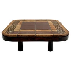 Roger Capron Signed Ceramic Mambo Coffee Table, circa 1970, France.