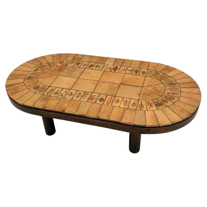 Roger Capron Herbier Keramischer Couchtisch, um 1965, Frankreich.