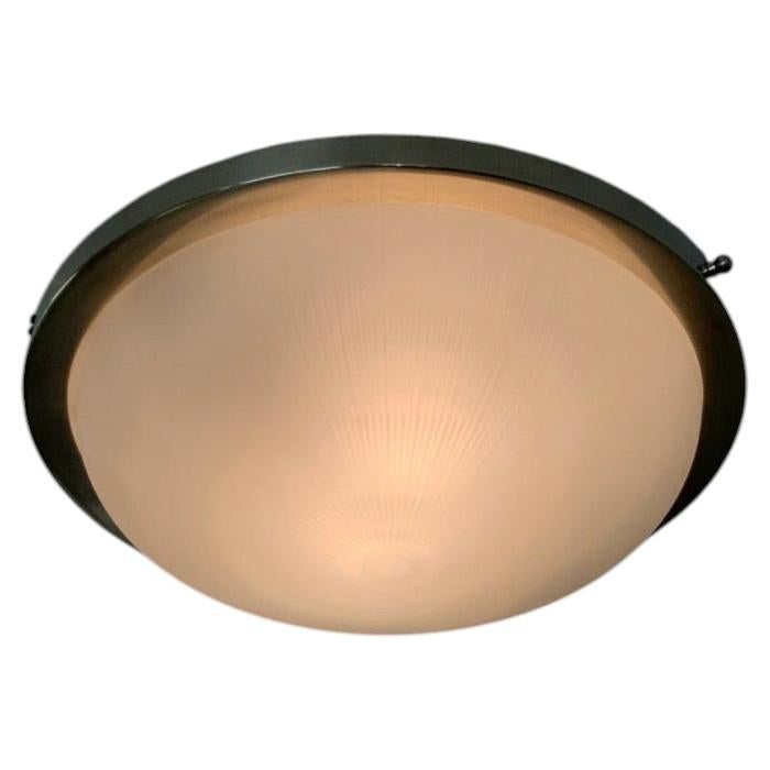 Jean Perzel Signé Vintage Large Round Ceiling Light, circa 1930, France.