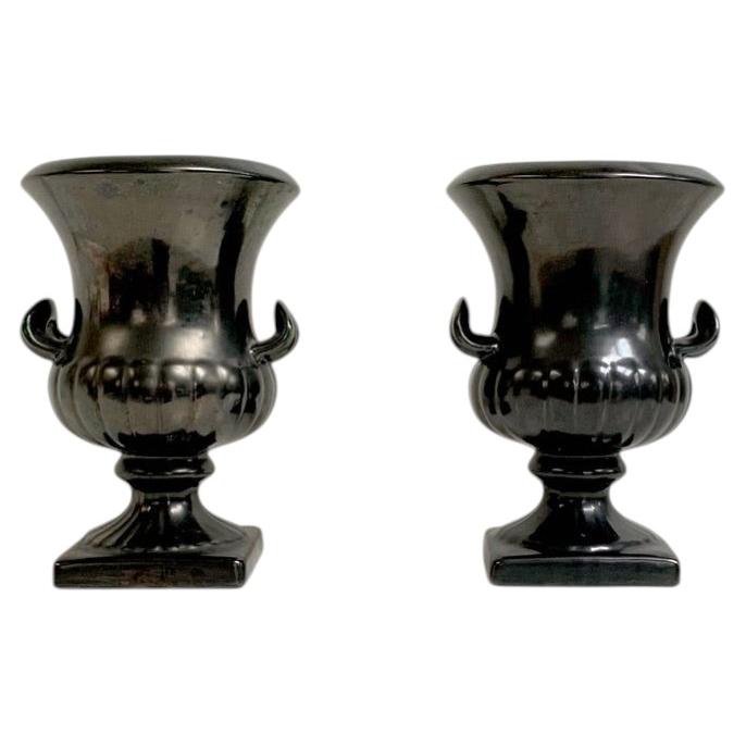 Pair of Black Medici Ceramic Vases by Robert Wilson, c. 1960, United Kingdom.