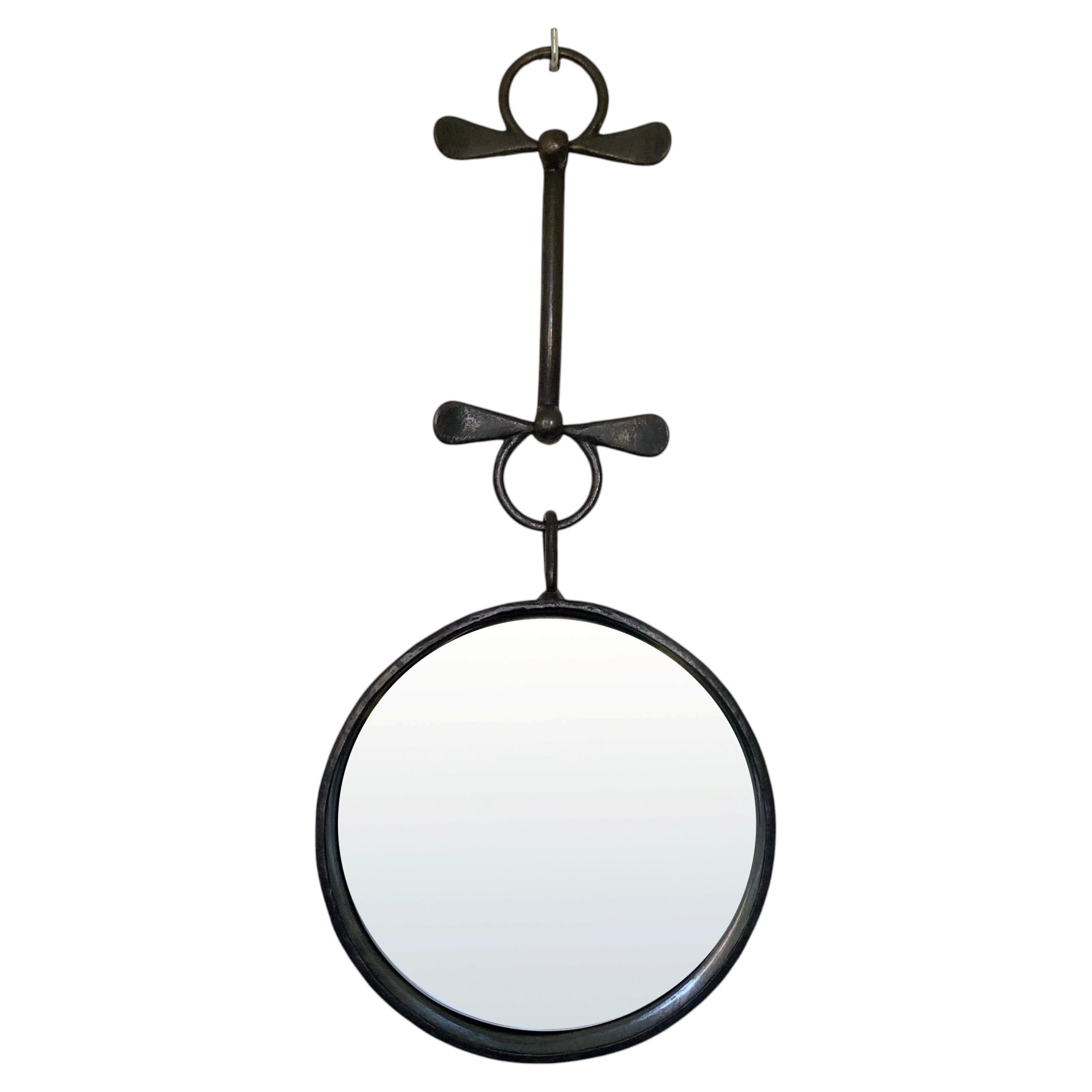 Leopold Gest Wrought Iron Wall Mirror, circa 1970, France.
