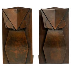 Pair of Modernist Amsterdam School "Owl" Bookends, circa 1920, Netherlands.