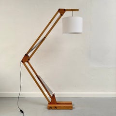 Articulated Wooden Floor Lamp, circa 1970, France.