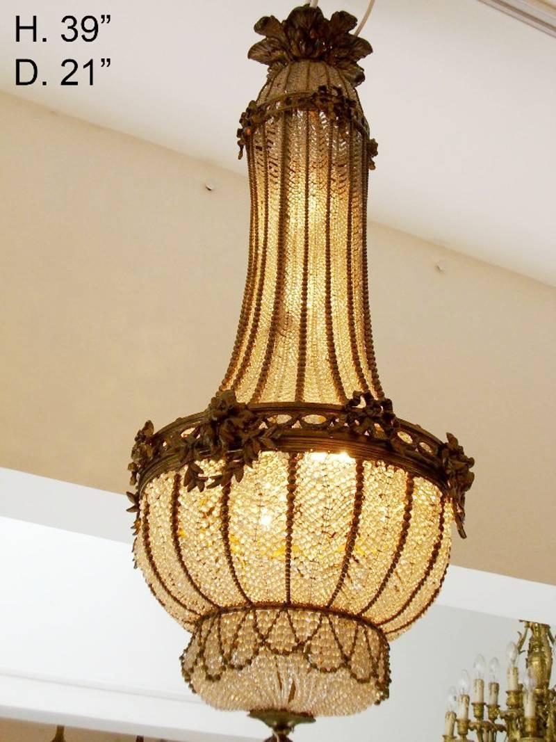 French Louis XVI Style Ormolu and Crystal Chandelier, 19th Century For Sale 3