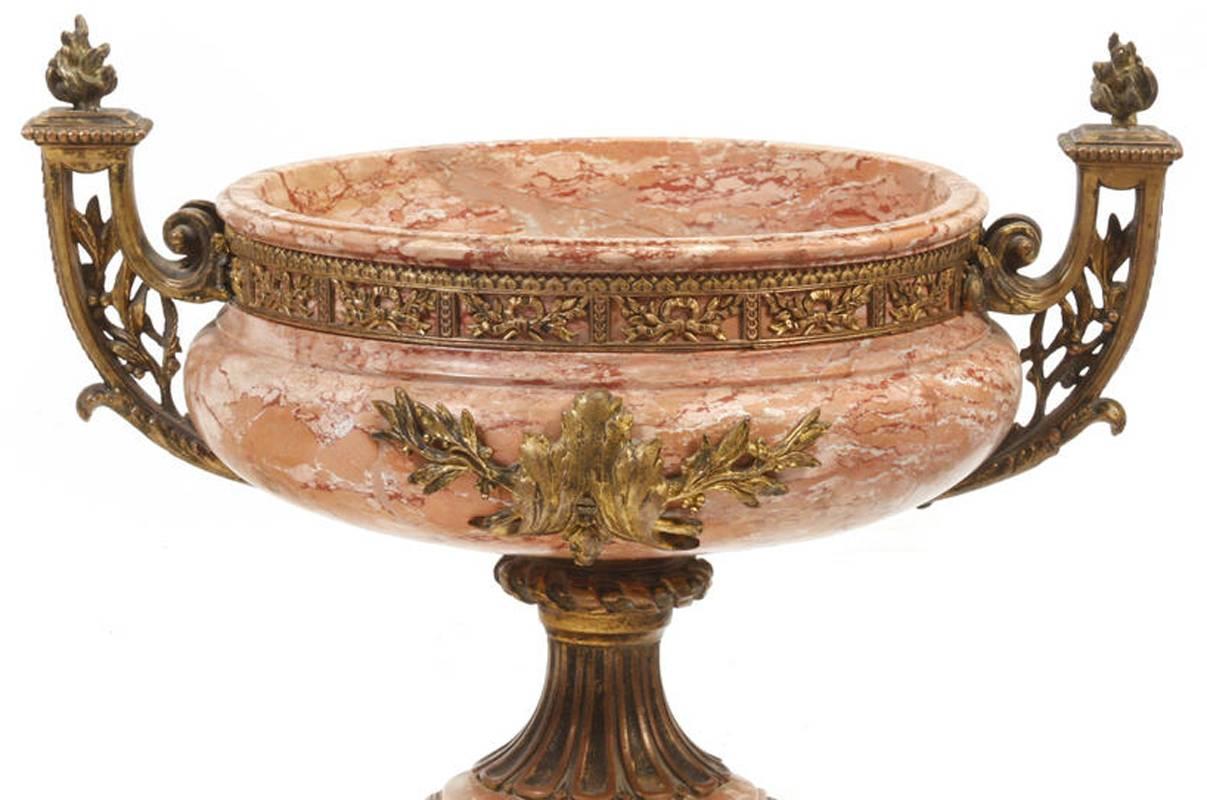 Neoclassical 19th Century Italian Gilt Bronze Marble Urn
