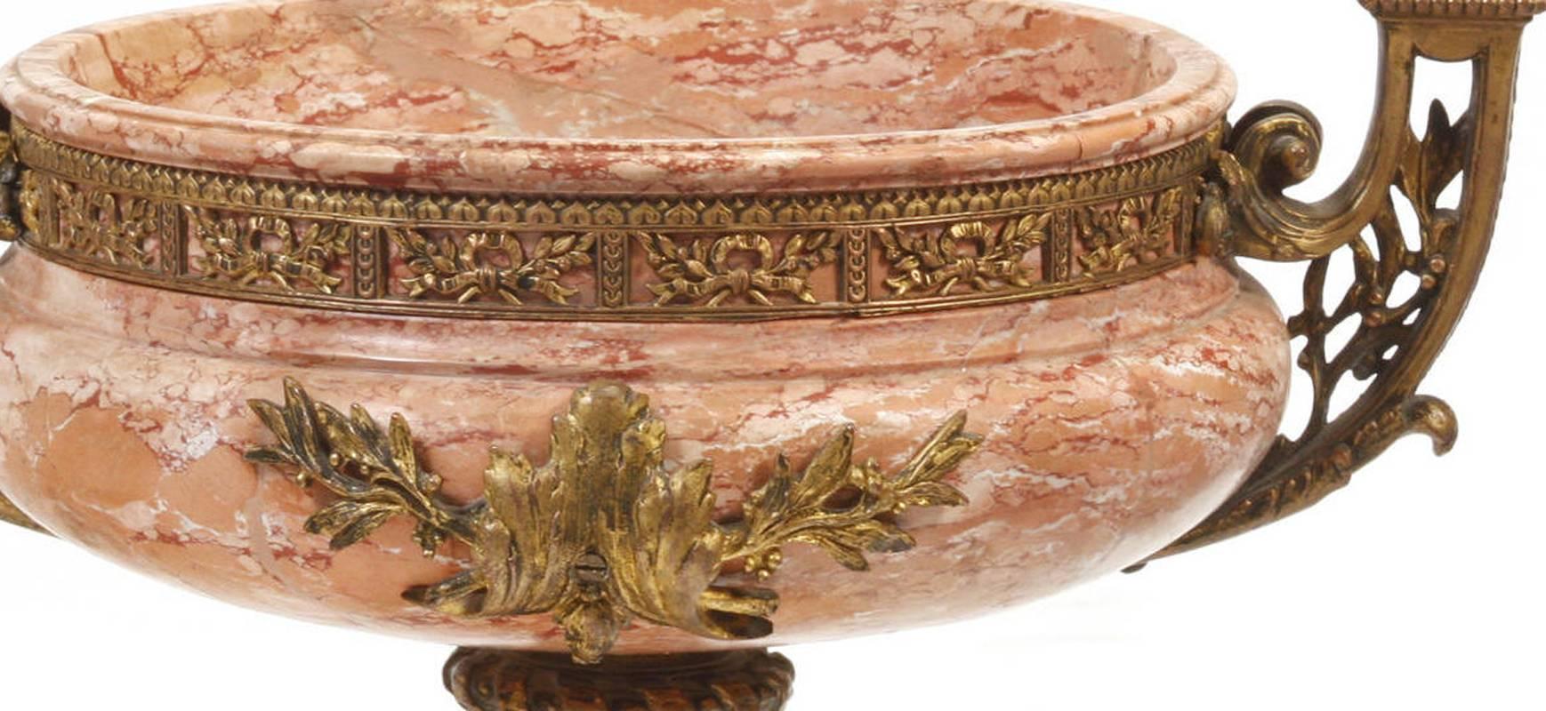 19th Century Italian Gilt Bronze Marble Urn In Good Condition In Cypress, CA