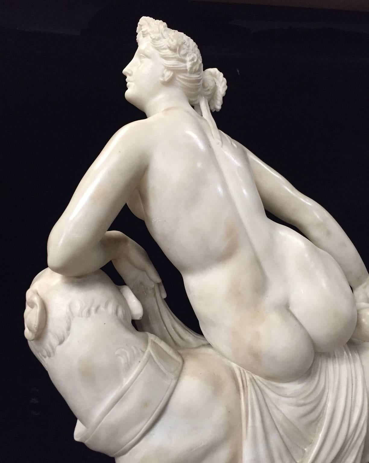 Alabaster Figure of Ariadne on the Panther, 19th Century In Good Condition In Cypress, CA