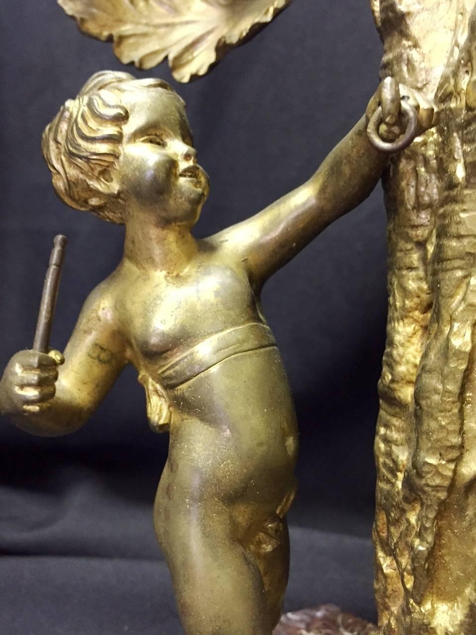 19th Century French Pair of Gilt Bronze and Marble Candelabra For Sale 2