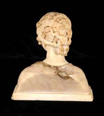 19th Century Carved Alabaster Bust of a Young Girl Signed by Prof. G. Besfi