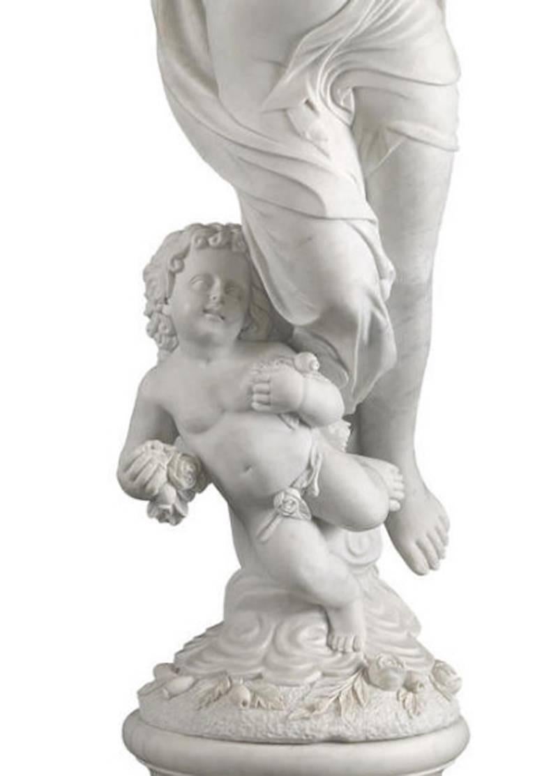 Unknown Finely Carved White Marble Figure of Nyx and Hemera