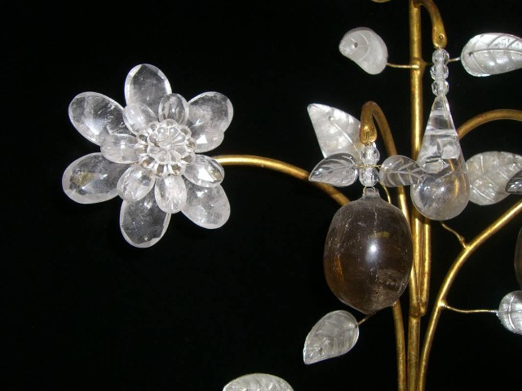 Paire d'appliques à deux lumières en cristal de roche de style Bagues Excellent état - En vente à Cypress, CA