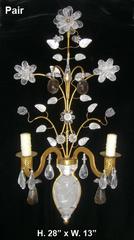 Paire d'appliques à deux lumières en cristal de roche de style Bagues