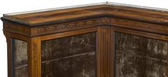 19th Century English Inlaid Corner Display Cabinet with Gallery
