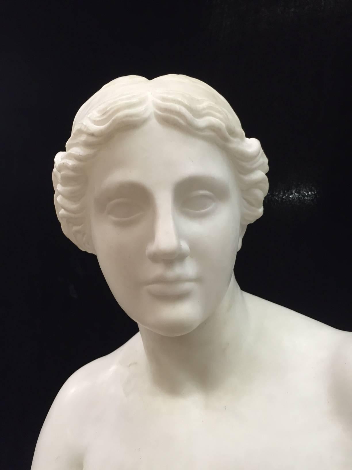 Italian Neoclassical Carved White Marble Statue of Venus, 19th Century In Good Condition In Cypress, CA
