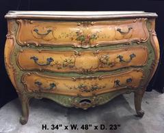 Venetian Painted Rococo Style Bombe Commode