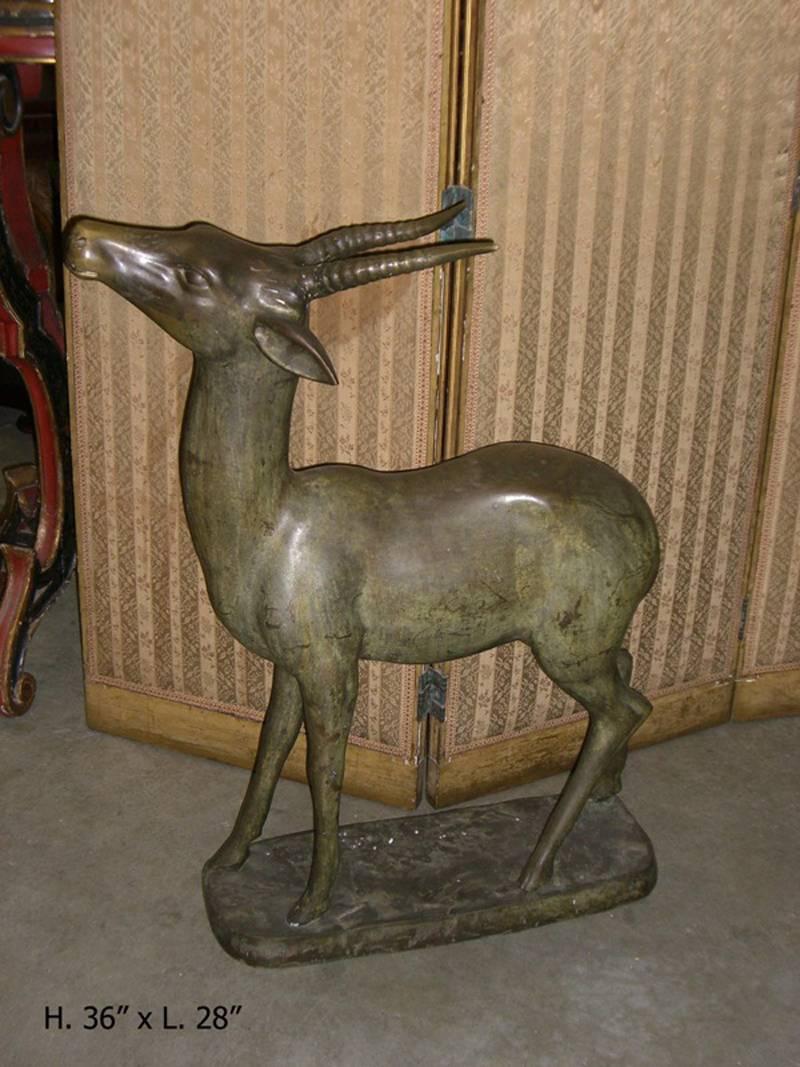 Unknown 19th Century Large Bronze Deer Sculpture