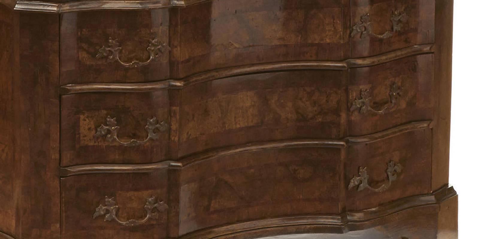 Antique Italian Baroque Style Burl Walnut Secretary Cabinet In Good Condition In Cypress, CA