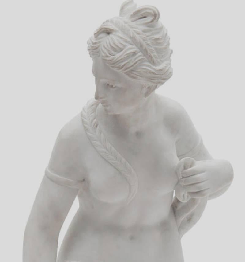 Italian Neoclassical Style Carved White Marble Statue of a Woman 1