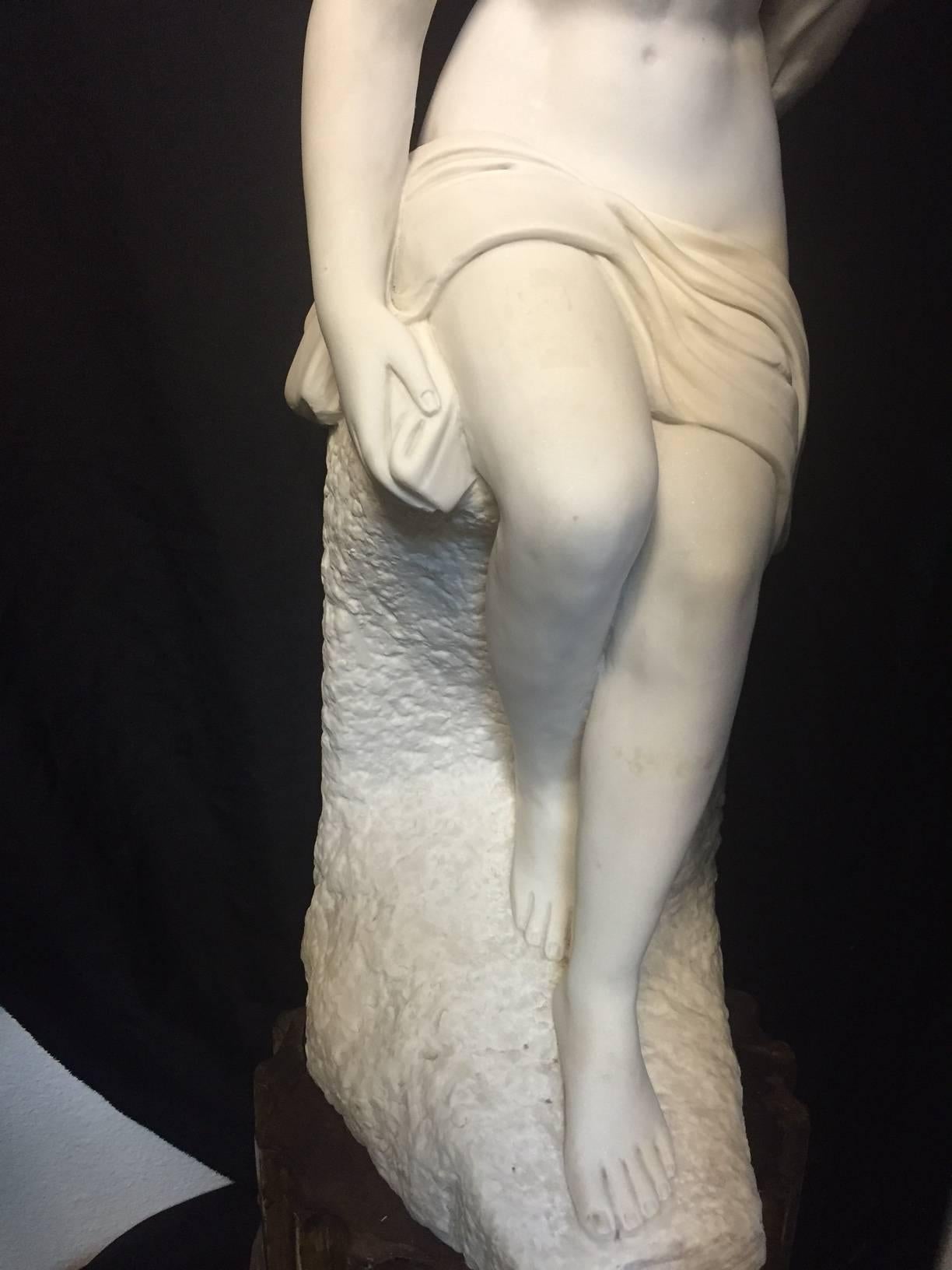 Carrara Marble Italian Neoclassical Style Carved White Marble Statue of a Woman
