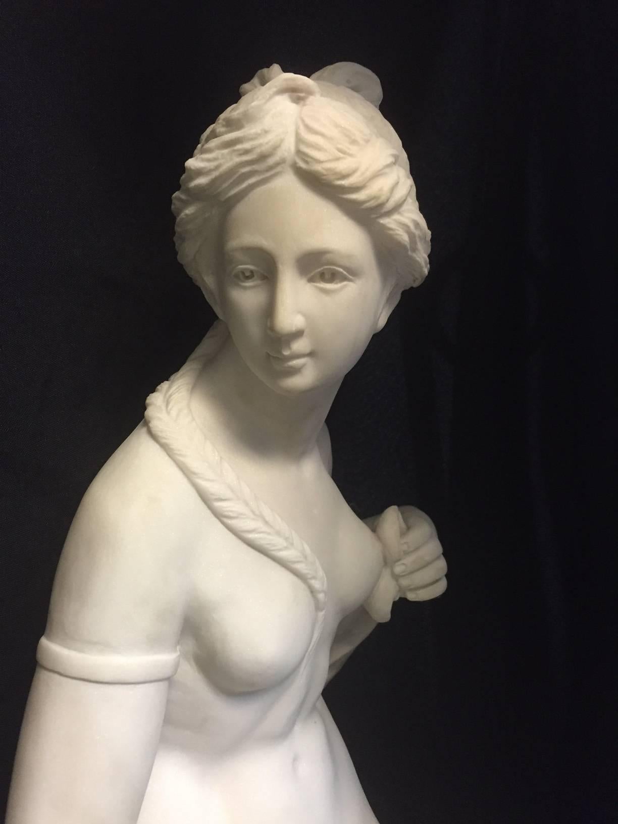 20th Century Italian Neoclassical Style Carved White Marble Statue of a Woman