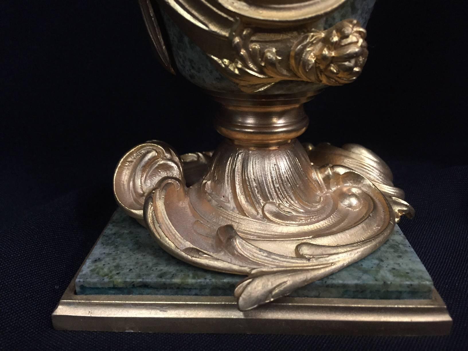 Pair of French Ormolu-Mounted Marble Urns with Cherubs 1