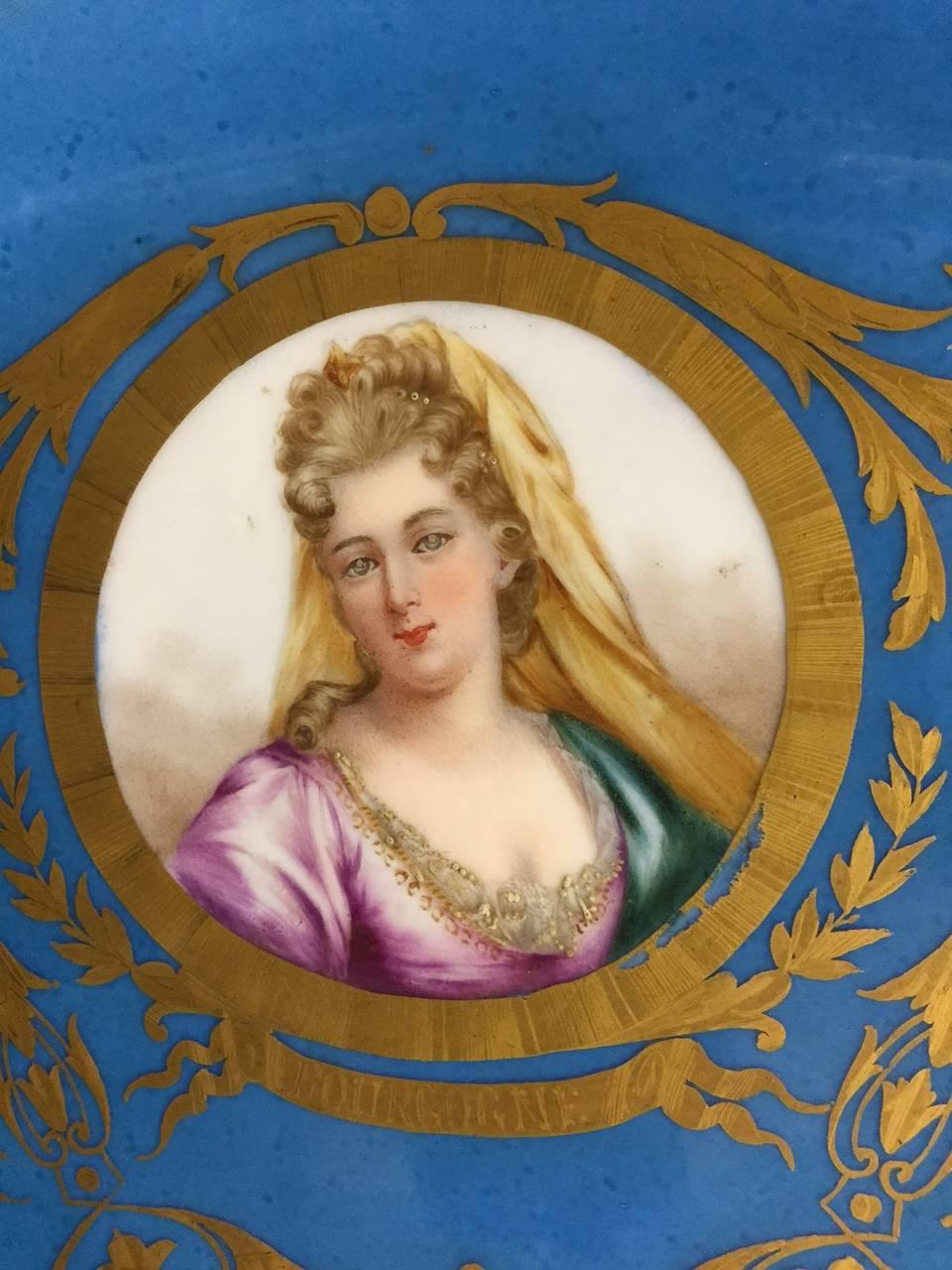 Important French 19th Century Sevres Round Plaque with Royal Portraits 1