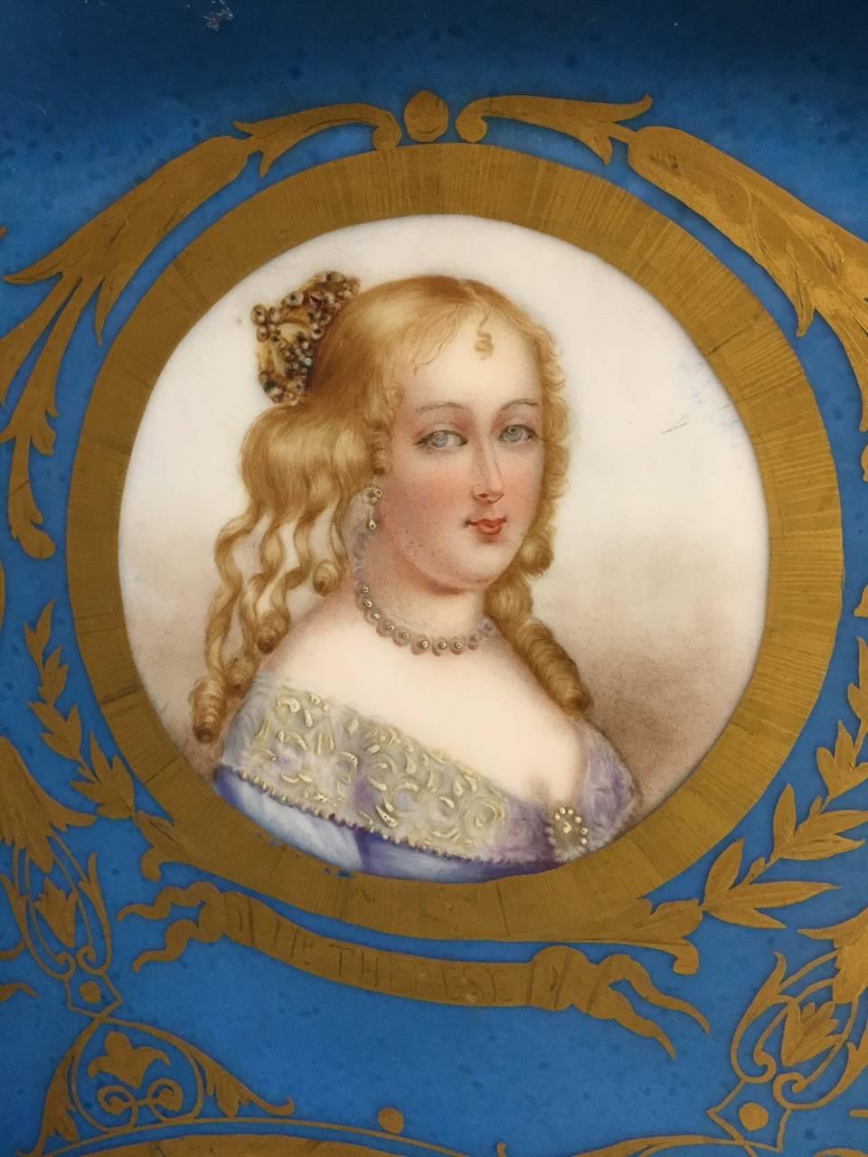 Important French 19th Century Sevres Round Plaque with Royal Portraits 2