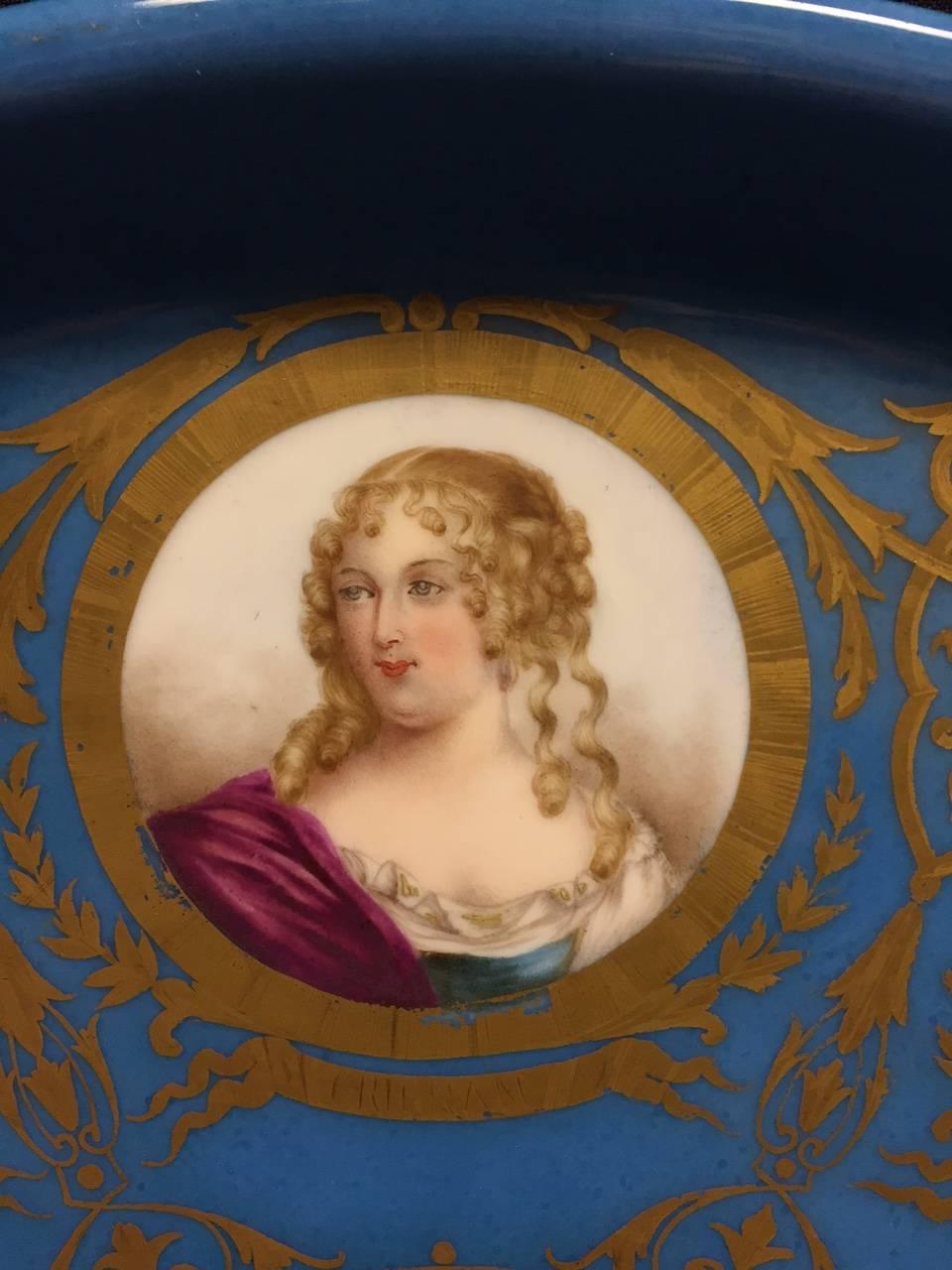 Important French 19th Century Sevres Round Plaque with Royal Portraits 3