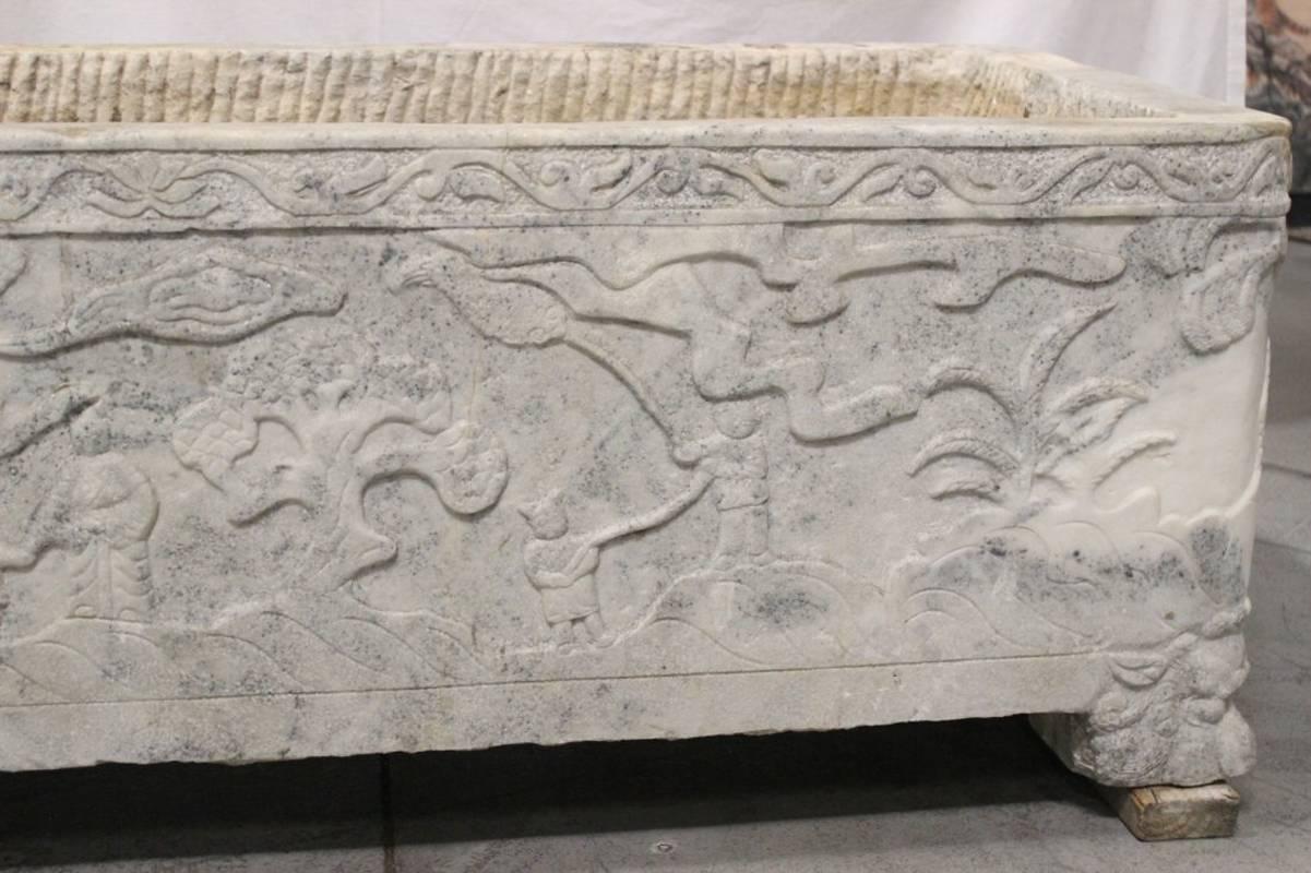 Continental Carved Marble Planter, 18th Century or Earlier In Good Condition In Cypress, CA