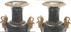 Pair of French Gilt Bronze-Mounted Marble Urns