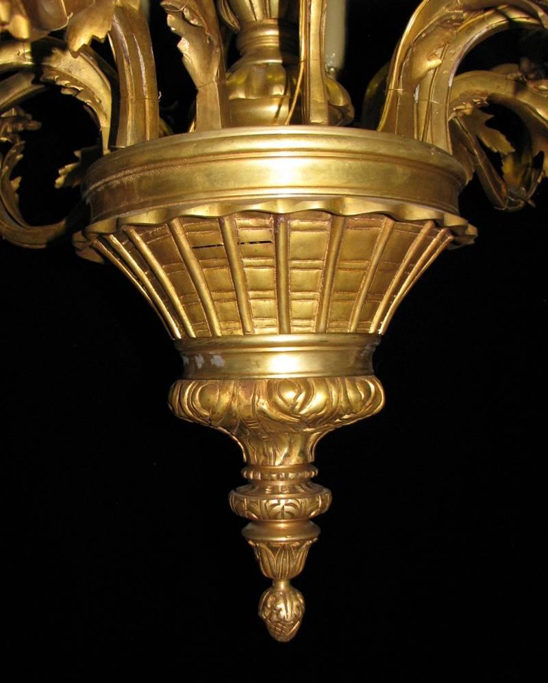 Pair of Louis XV Style Bronze Eighteen-Light Chandeliers 5