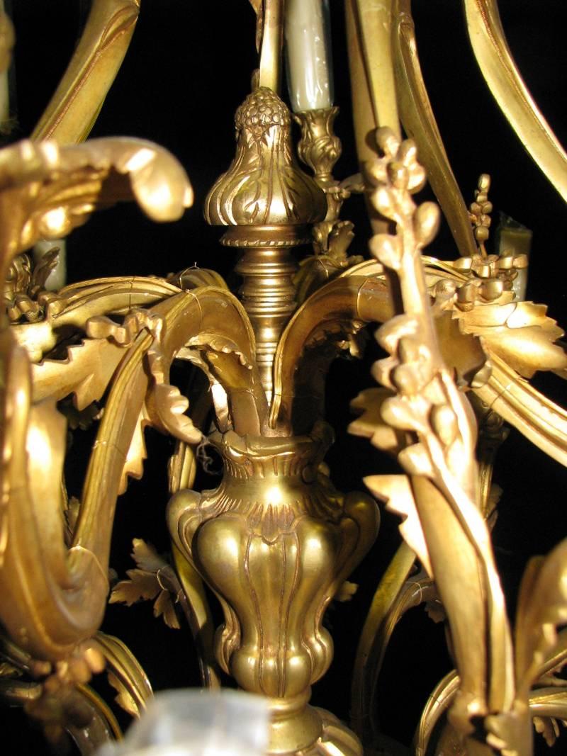 Pair of Louis XV Style Bronze Eighteen-Light Chandeliers 2