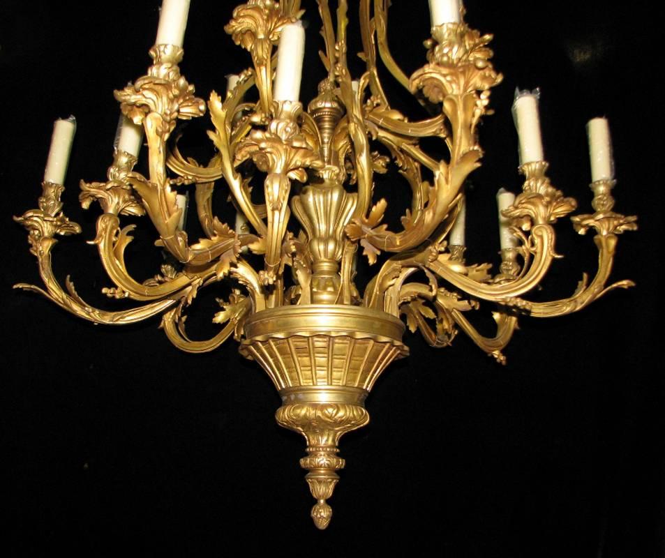 Pair of Louis XV Style Bronze Eighteen-Light Chandeliers 3