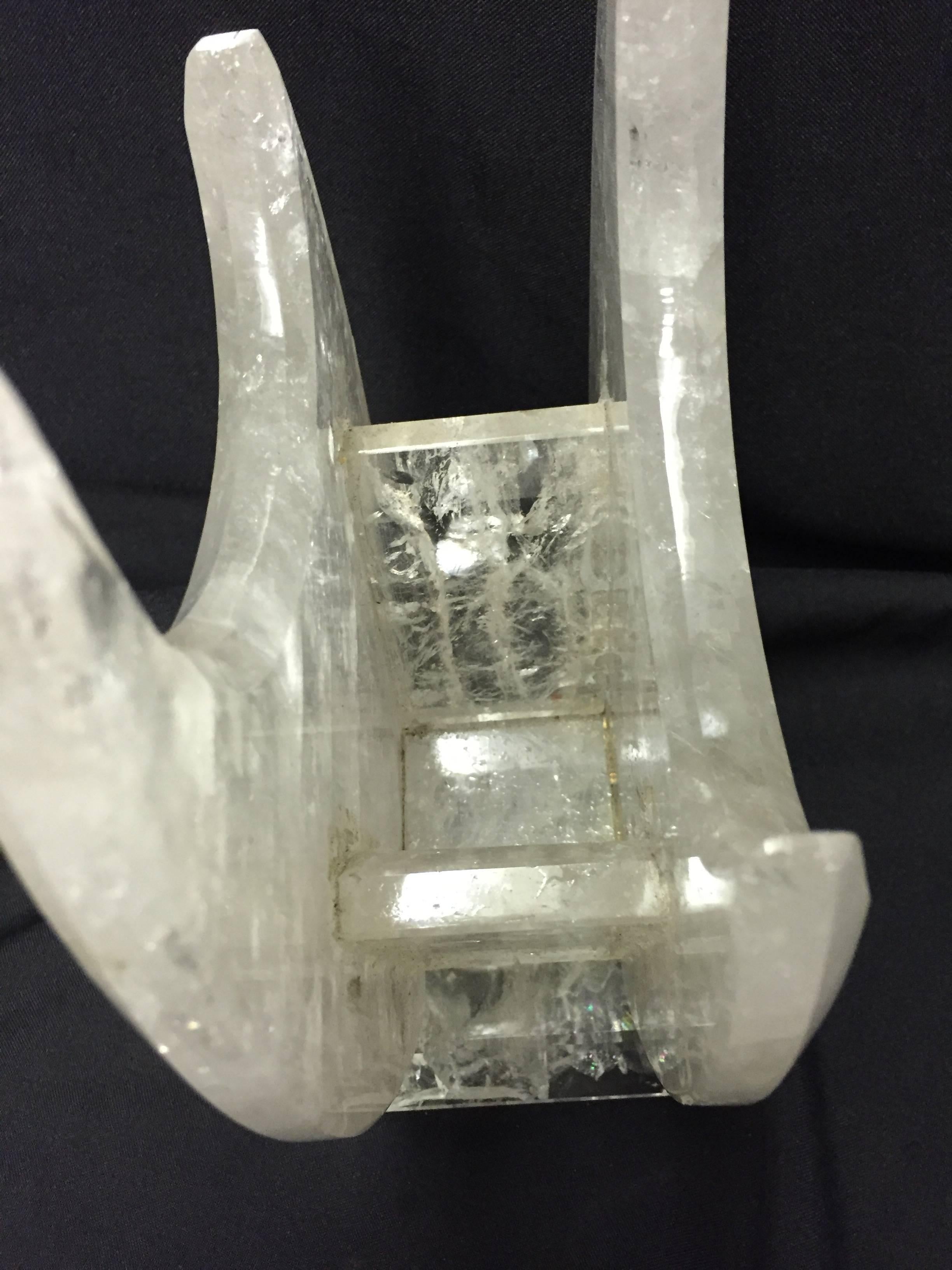 Modern Hand-Carved and Hand Polished Rock Crystal Vase In Good Condition In Cypress, CA