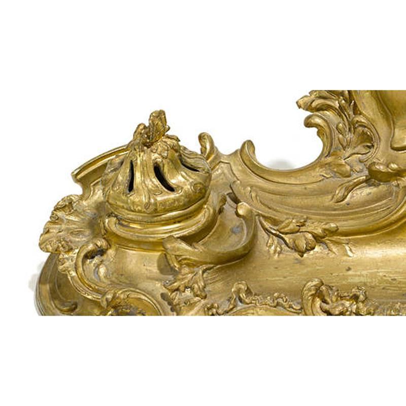 French Louis XV Style Ormolu Inkwell, 19th Century