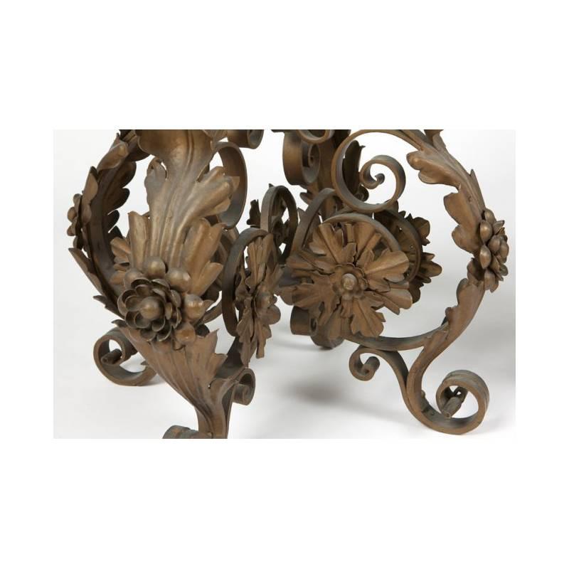 Pair of Italian Carved Wood and Wrought Iron Torchieres, 19th Century In Good Condition In Cypress, CA