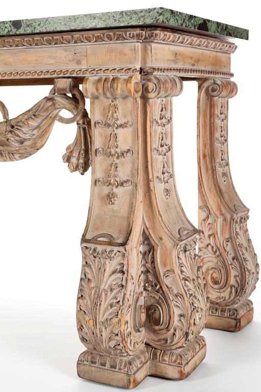 English William Kent Style Carved Wood Console Table 19th Century