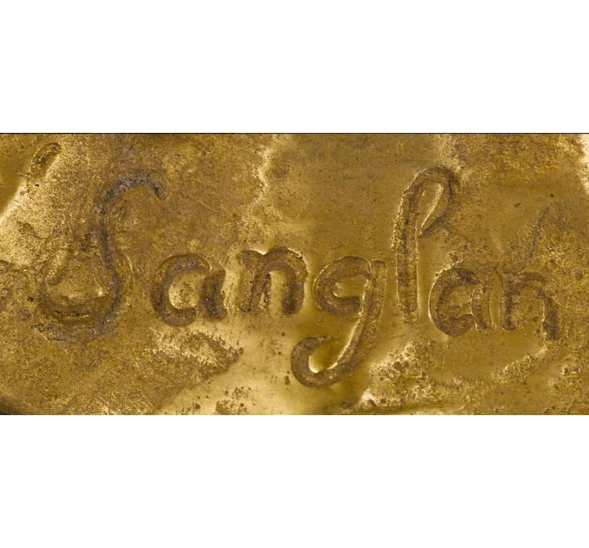 Paar französische Urnen aus Goldbronze und Marmor, signiert Sanglan, 19. Jahrhundert im Angebot 2