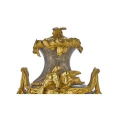 Pair of French Ormolu and Marble Urns Signed Sanglan, 19th Century