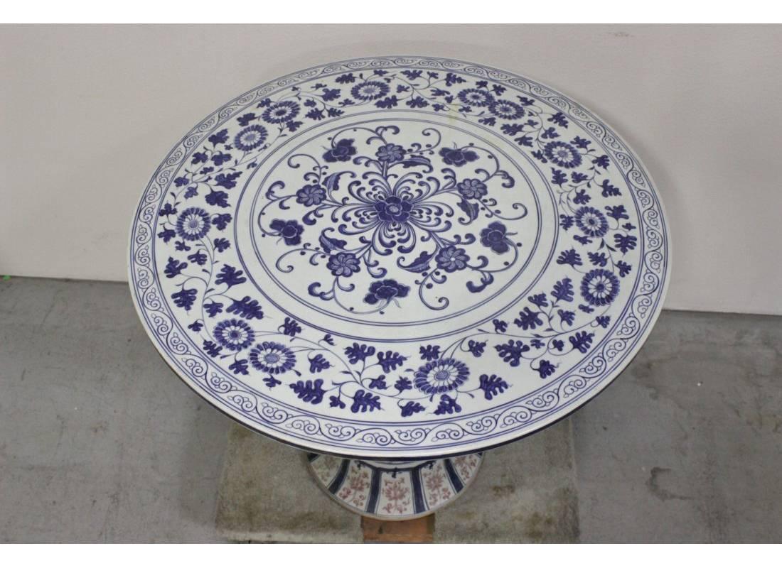 Chinese Blue and White Porcelain Round Table In Excellent Condition In Cypress, CA