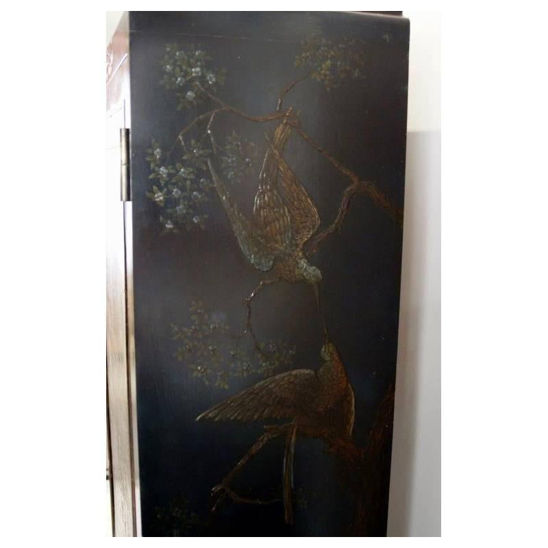 Mother of Pearl Inlaid and Lacquer Cabinet, Antique Chinese Export 2