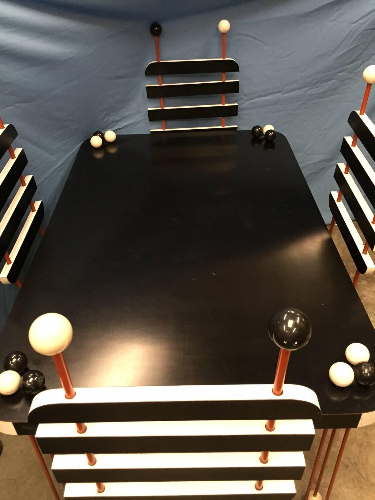 Painted Unique Italian Modernist Five-Piece Dining Set