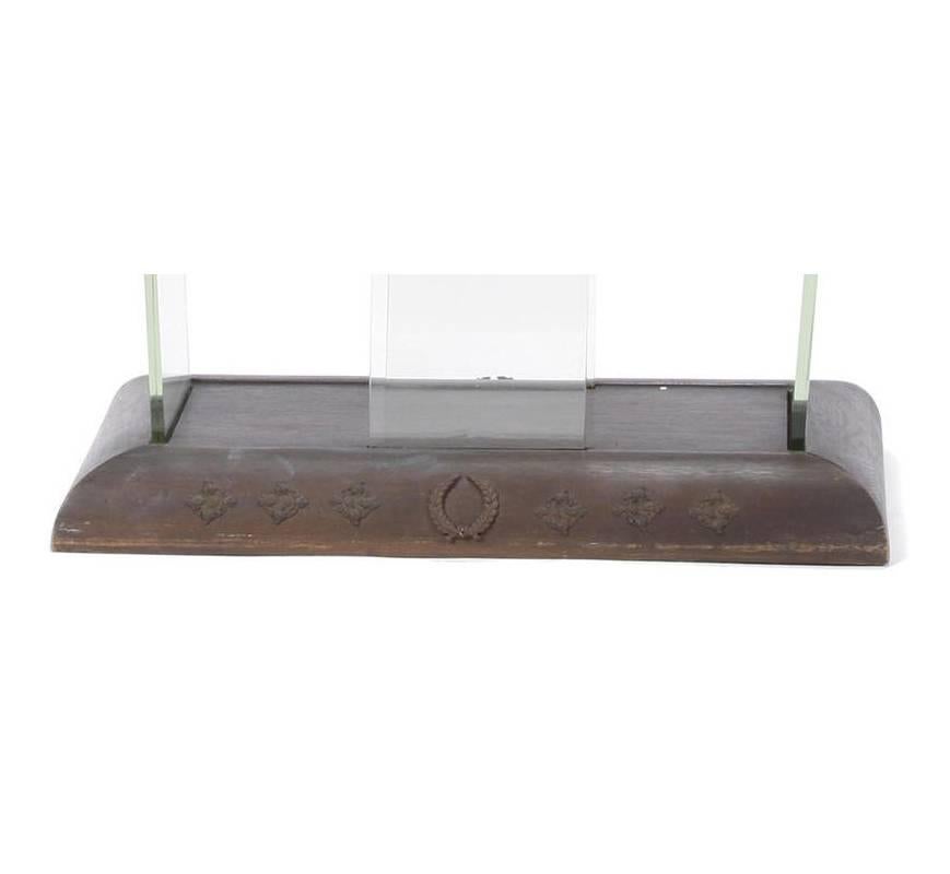 Table centrale contemporaine en verre et bois Bon état - En vente à Cypress, CA