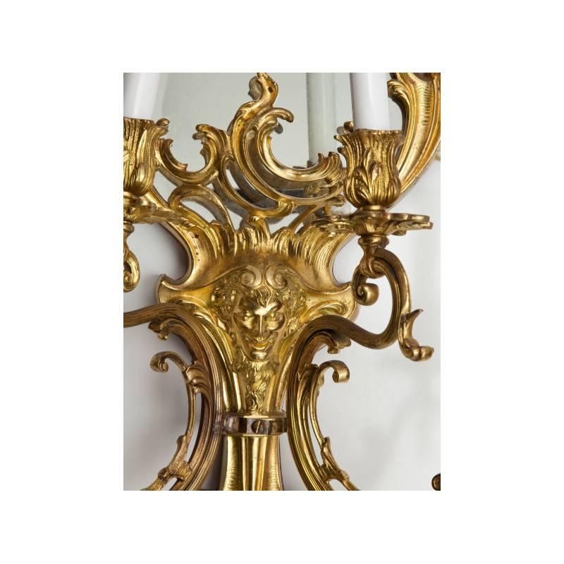 Pair of Louis XV Style Gilt Bronze Girandole Mirrors 1