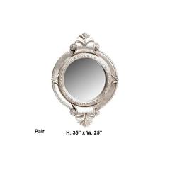 Pair of Modern Style Carved Silver Wood Mirrors