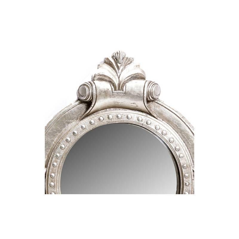 Pair of Modern Style Carved Silver Wood Mirrors In Good Condition In Cypress, CA