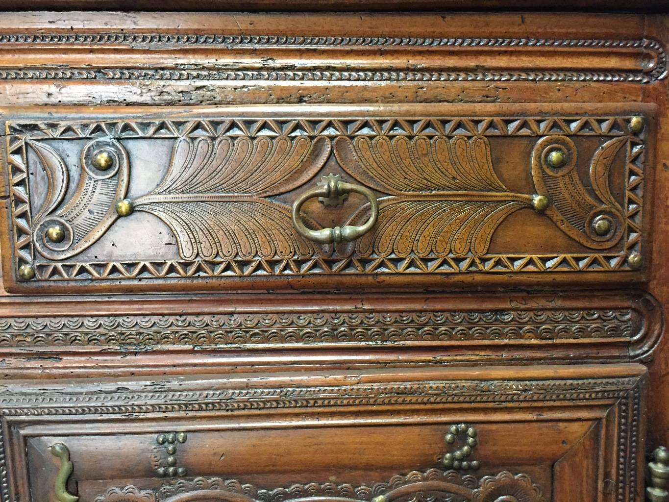 18th Century and Earlier French Provincial Carved Walnut Vaisselier, 18th Century