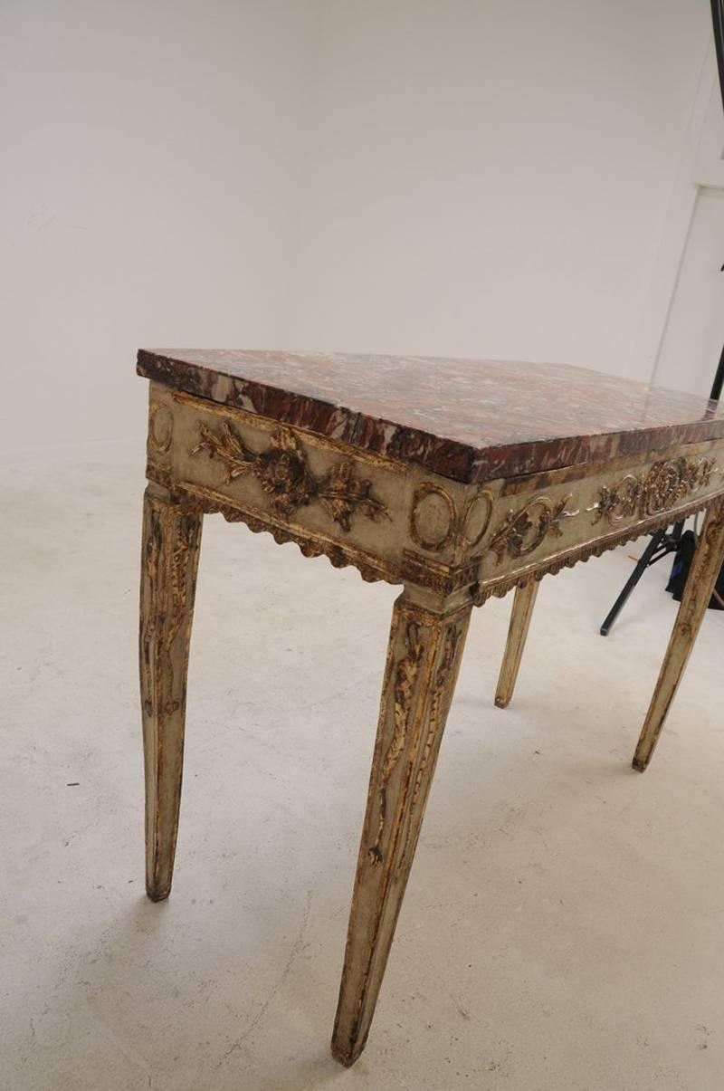 Marble 18th Century Italian Neoclassical Parcel Gilt Console
